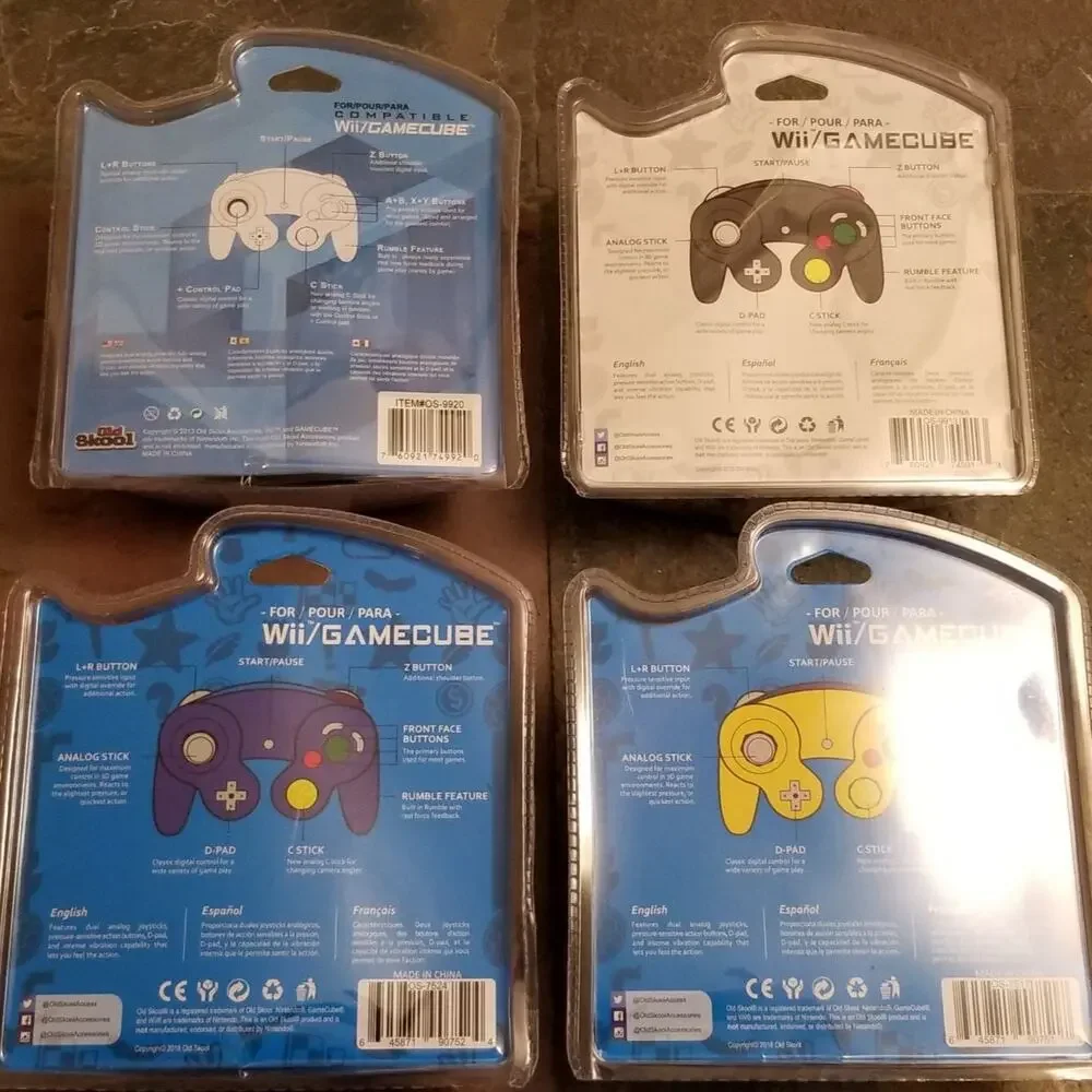 4 Gamecube Controllers - 4 Colors Bundle (NEW) Blue Yellow Orange Black Nintendo